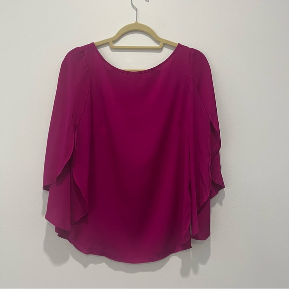 Milly Butterfly-Sleeve Silk Top in Raspberry Size 4 - Picture 5 of 8